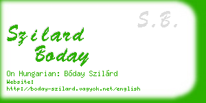 szilard boday business card
